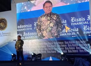 Menkominfo Rudiantara saat memberikan sambutan di Bisnis Indonesia Financial Award 2018