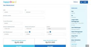 Contoh saat saya akan traveling ke Denpasar dan menggunakan produk happyTrip
